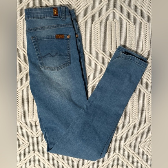 7 For All Mankind Brand Little Girls Jeans Size 12 "The Skinny" Adjustable Waist - Picture 1 of 6